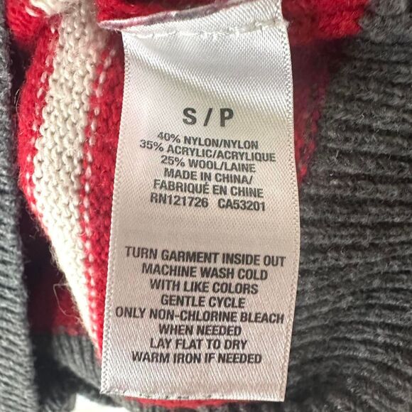 AEROPOSTALE 2000s Red Gray White Striped Wool Long Sleeve Sweater Mens S Indie - Picture 7 of 7